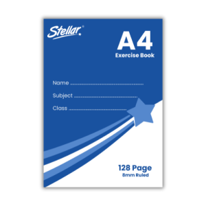 Stellar - 128 Page A4 Exercise Book 8mm Ruled with Margin