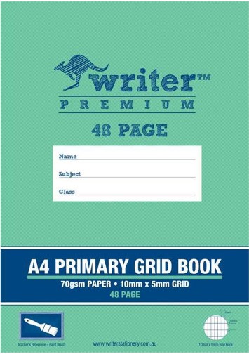 Writer Premium A4 48pg Primary Grid Book - Paint Brush