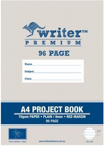 Writer Premium A4 Project Book 96pg plain/8mm ruled + red margin - Banana