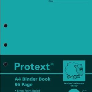 Protext A4 Binder Book 96pg 8mm ruled + margin - Sheep