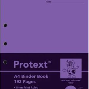 Protext A4 Binder Book 192pg 8mm ruled + margin - Cow