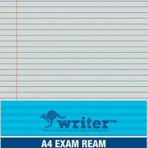 Writer A4 Exam Paper 60gsm 8mm ruled + margin - one hole punched - 500 sheets
