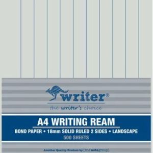 Writer Ream A4 18mm solid ruled Landscape 500 sheets